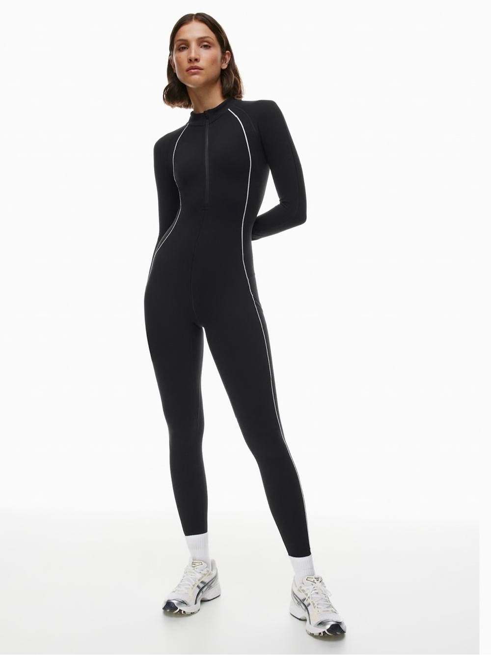 TNA Breathe $128 Hero Black Active Long Sleeve Jumpsuit Zip Up Size M